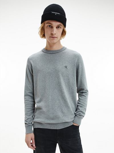 Calvin Klein Ruhák HU248003 | Calvin Klein Cotton Stretch Férfi Pulóver Szürke